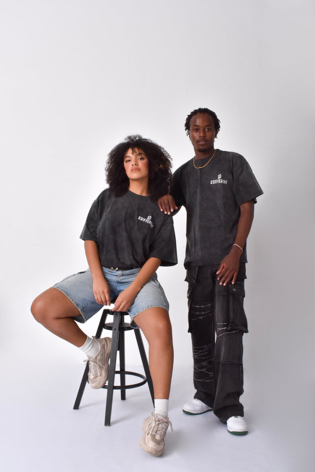 2DIFFERENT ACID WASH TEE - GREY
