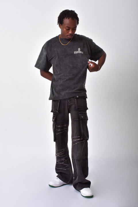 2DIFFERENT ACID WASH TEE - GREY